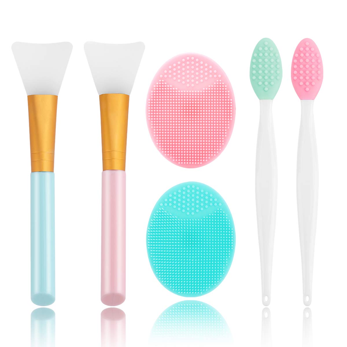 Silikon-Gesichtsreinigungs-Set mit Silikonbürsten und Spateln für empfindliche Hautpflege.
