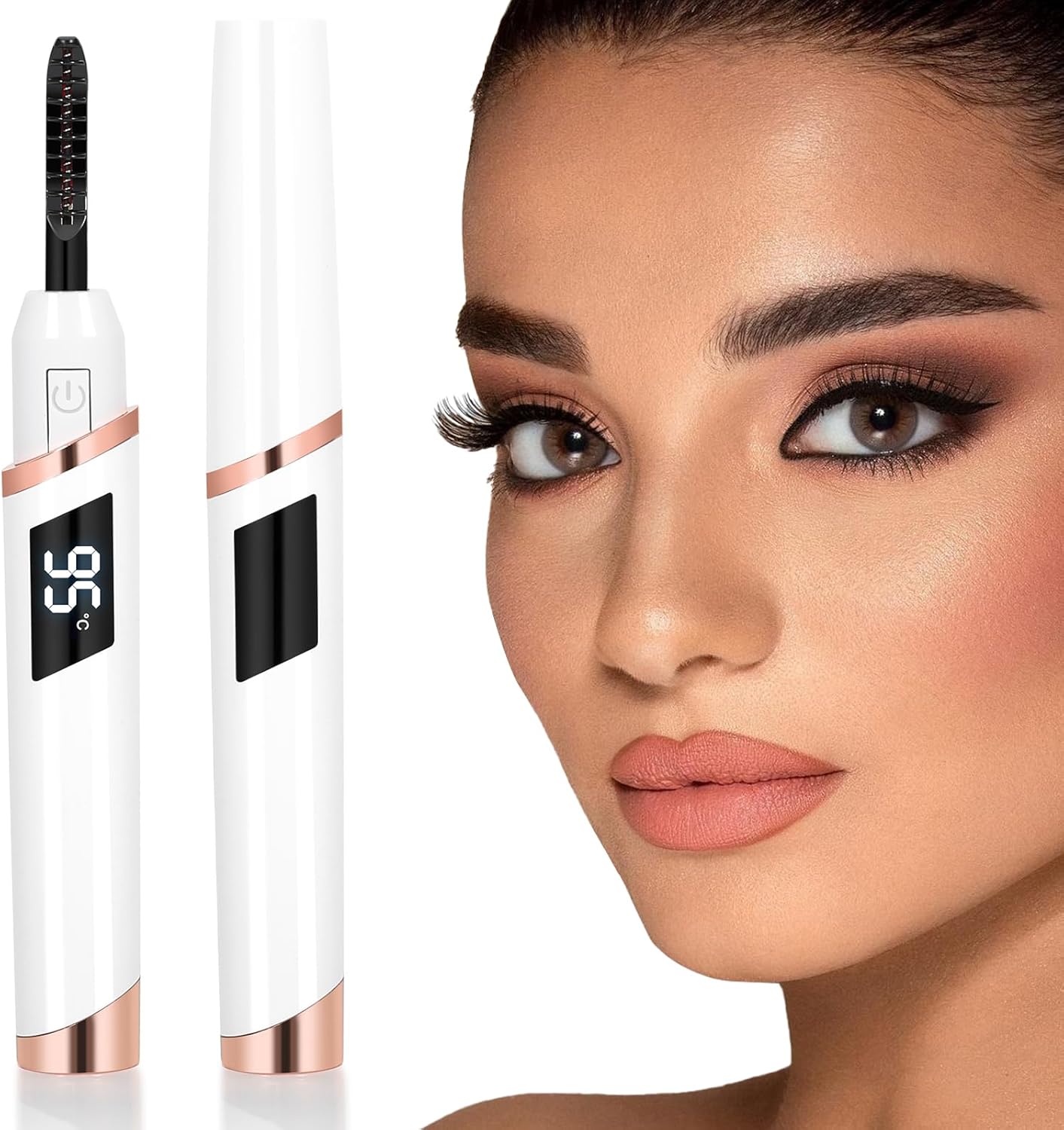 Elektrischer Wimpernformer für langanhaltend geschwungene Wimpern in wenigen Sekunden.