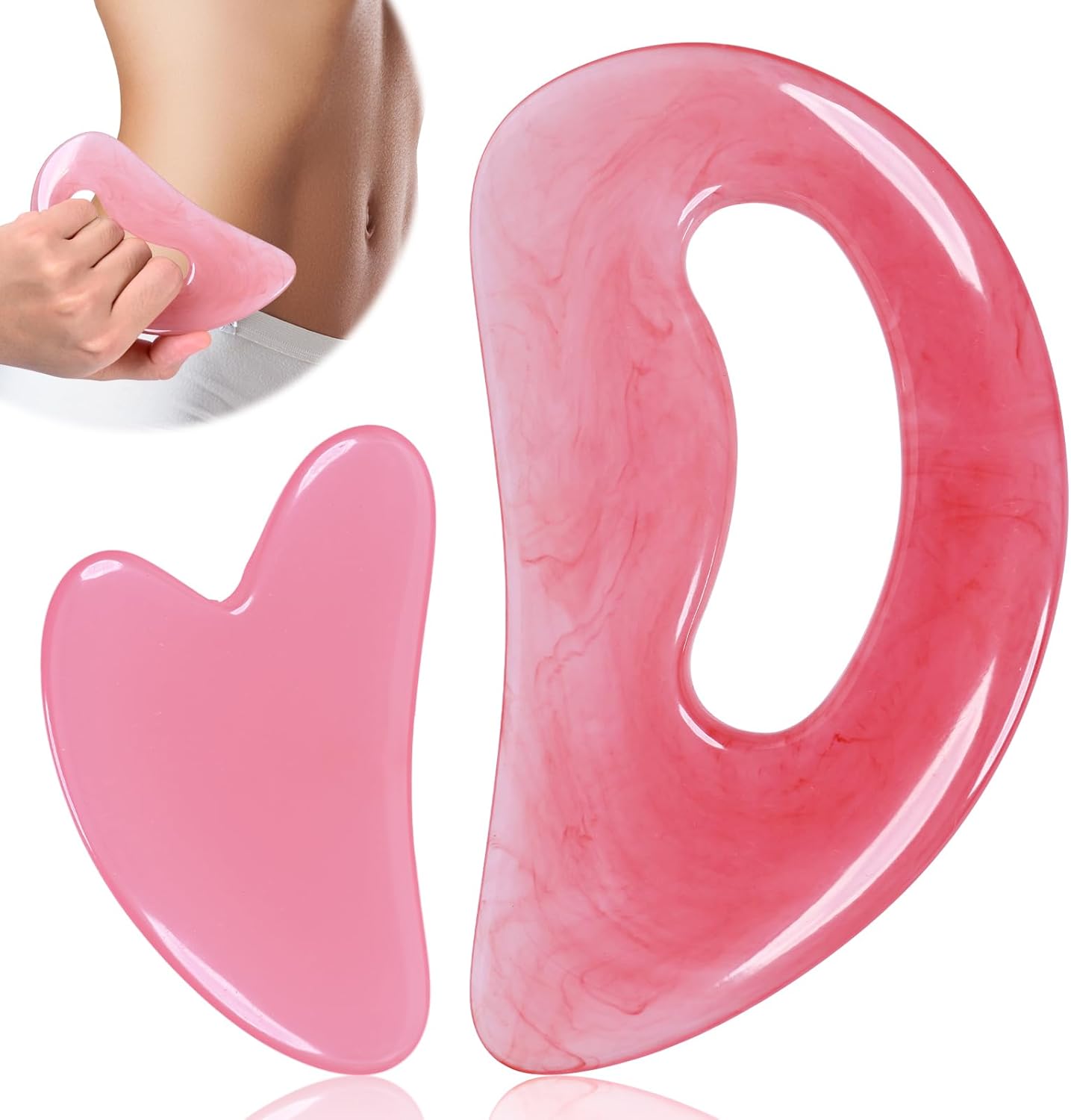 Holz-Massagewerkzeug für Gesicht & Körper in rosa, ideal zur Lymphdrainage und Verbesserung von Cellulite.