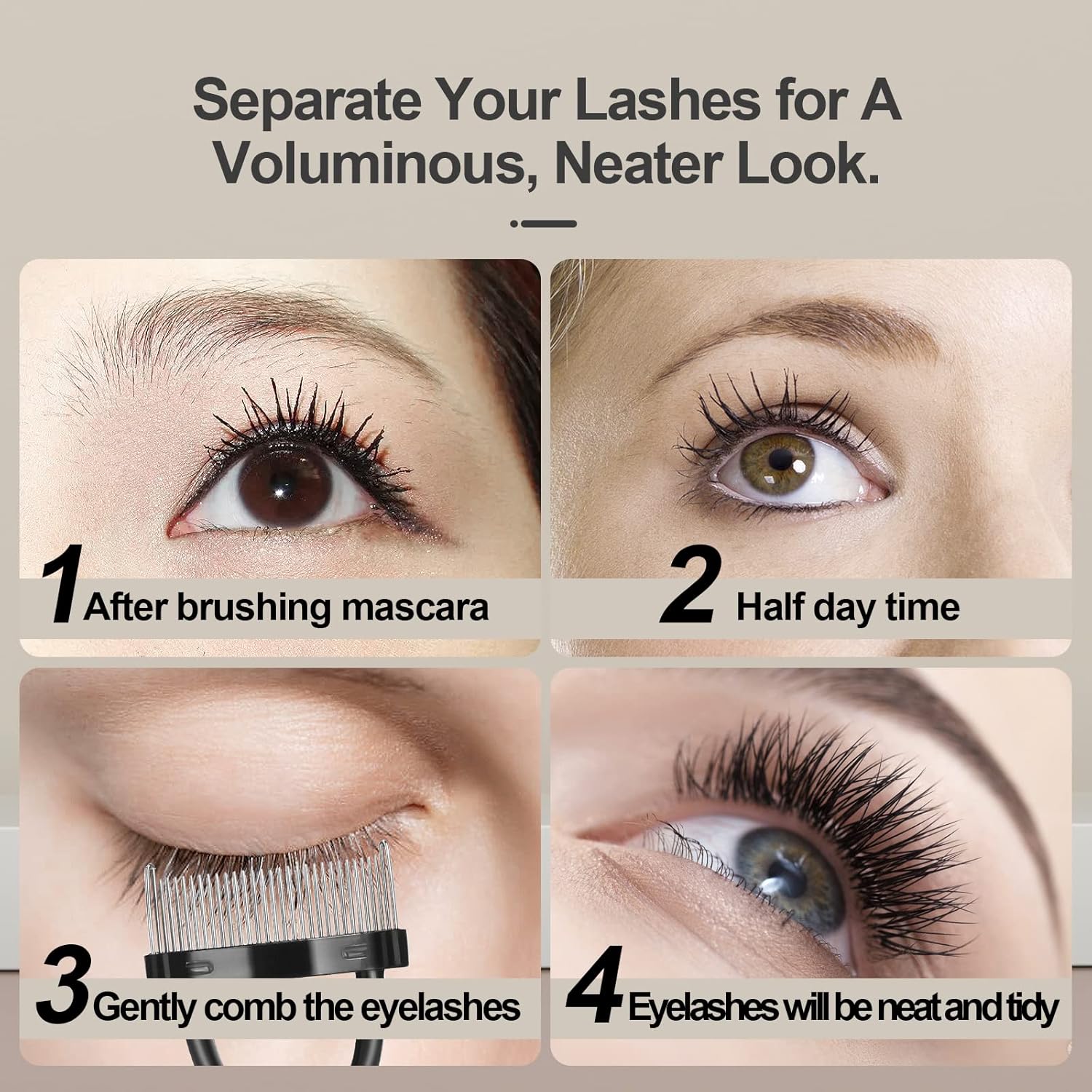 Augenbrauen- & Wimpernbürste Anleitung zur Wimperntrennung für ein voluminöses Aussehen.