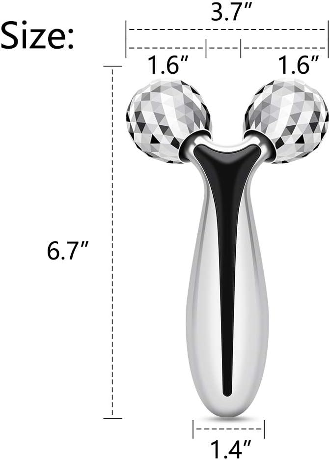 Jade-Gesichtsroller & Gua Sha Set Maß in Zoll, zeigt die Größe des Gesichtsrollers für natürliche Hautpflege.