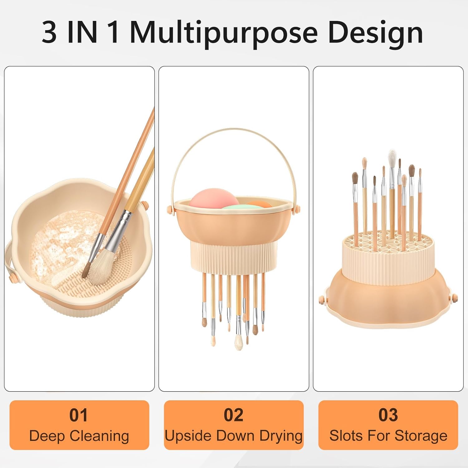 Silikon-Pinselreiniger mit Organizer, 3-in-1 Design mit Reinigung, Trocknung und Aufbewahrung für Make-up-Pinsel.