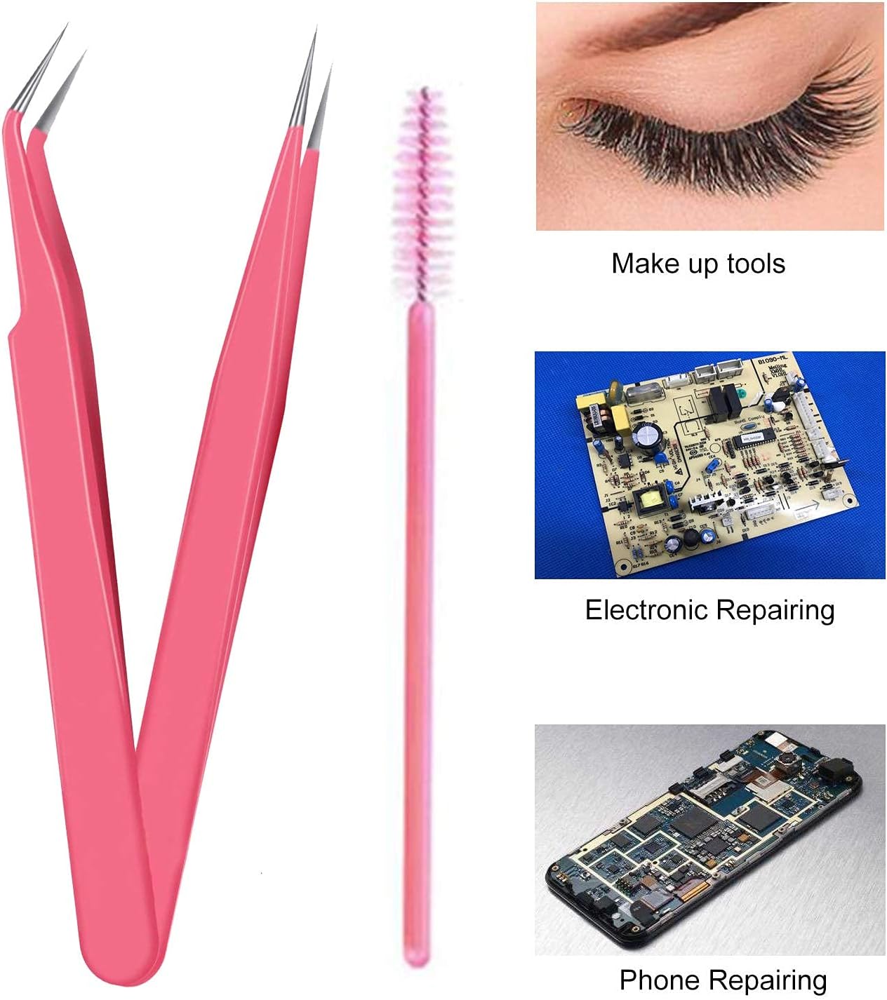 Präzisionspinzette Edelstahl und Make-up Werkzeuge für Augenbrauenstyling, Wimpernverlängerungen.