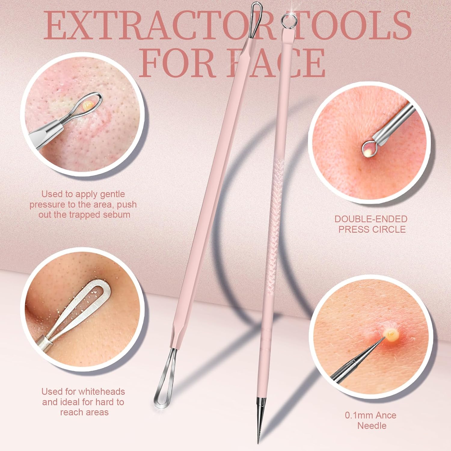 Mitesser-Entferner Set, professionelle Extractor-Tools zur sanften Entfernung von Mitessern und Pickeln.