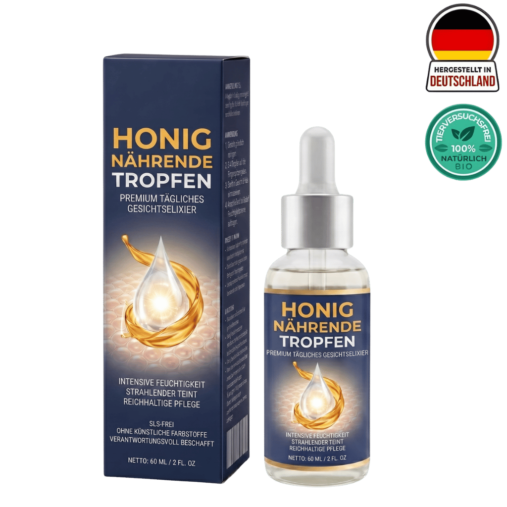 Honig Nährende Tropfen, premium Gesichtselixier für intensive Feuchtigkeit und strahlenden Teint.