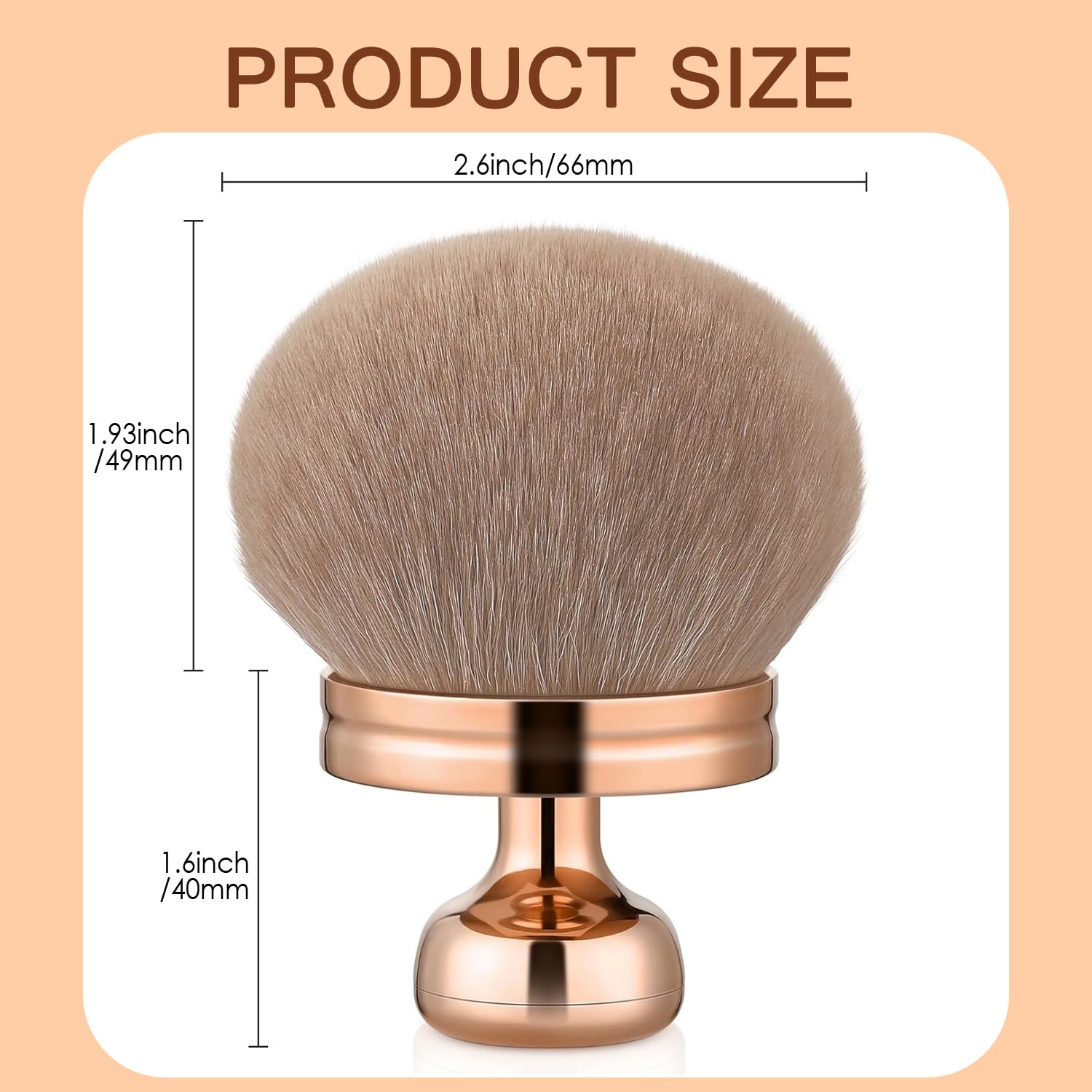 Make-up Pinsel – Kabuki Foundation Brush in Größe mit Abmessungen 2,6 Zoll Durchmesser und 1,6 Zoll Höhe.